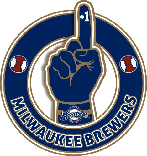 Number One Hand Milwaukee Brewers logo iron on paper